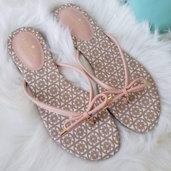 kate spade Shoes - Kate Spade Mistic Bow Flat Thong Sandal Pink Tan